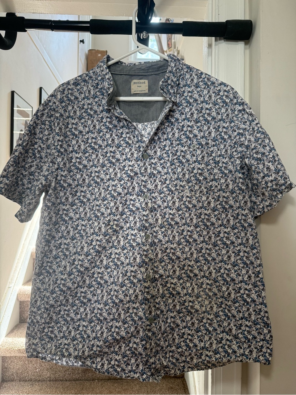 Method Navy Floral Short-Sleeve Button-Down Shirt